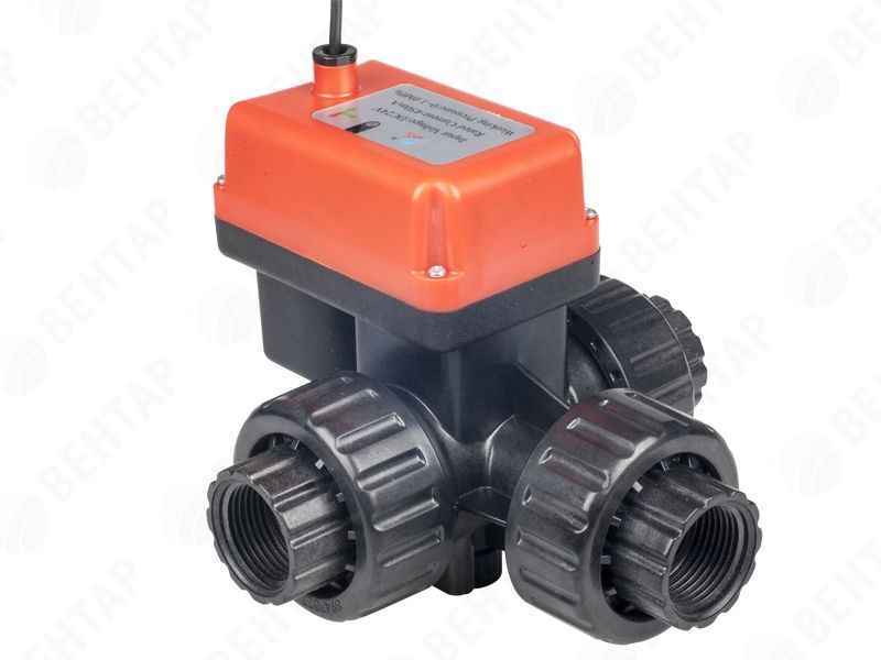 Кран шаровый трехходовой DN50 с электроприводом DC24V (Q914013-50) ВР